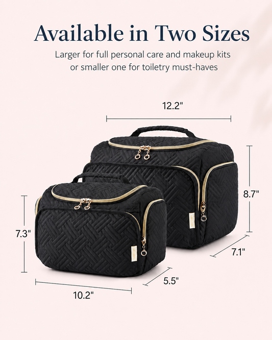 Travel Makeup Bag — Large Capacity Organiser with Multi-Pocket Layout