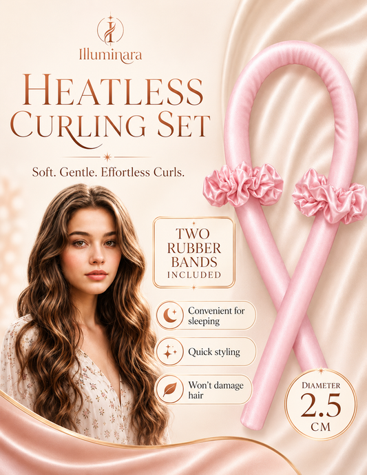 Heatless Curl Ribbon Set — Satin Ribbon + Scrunchies for Overnight Waves