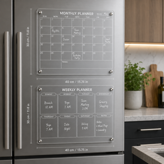 Acrylic Magnetic Memo Board — Clear Desk Planner for Study or Home Office